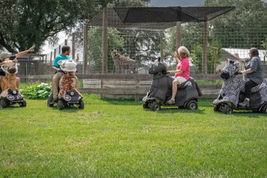a group of people sitting in a field