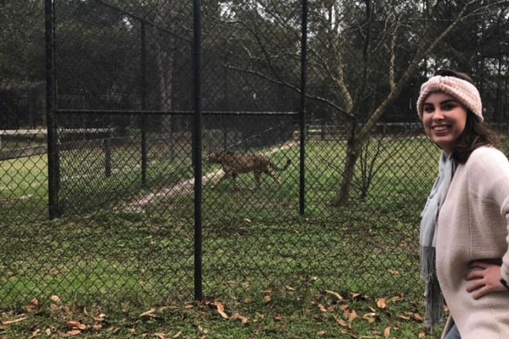 a person standing in front of a fence